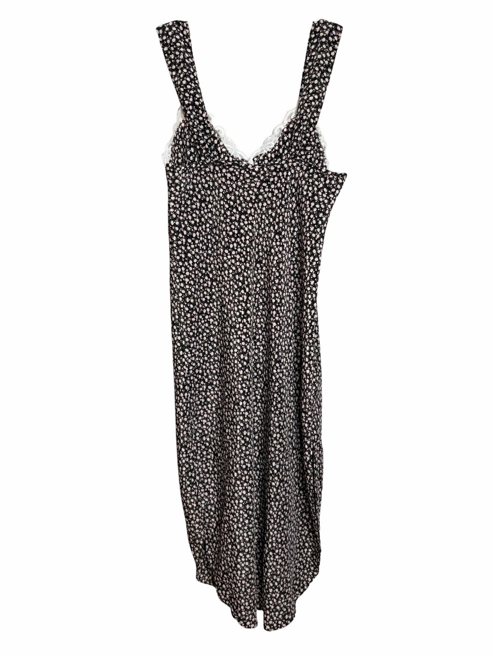 Vintage Black Ditsy Floral Slip Dress L Cottage Nightgown California Dynasty - Picture 4 of 7